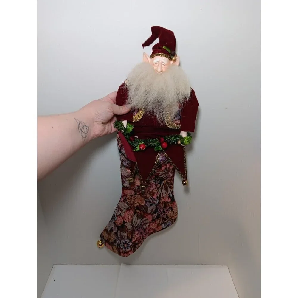 Vintage Wayne Kleski Elf -Santa Claus Doll Christmas Stocking 23” 3D Decoration